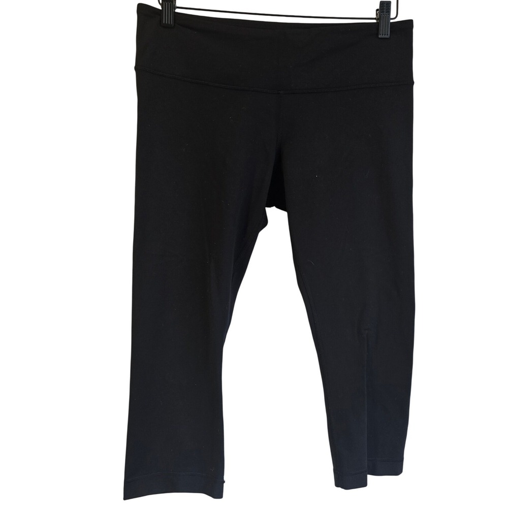 Lululemon Black Cropped Yoga Leggings Mid Rise Activewear Size 10